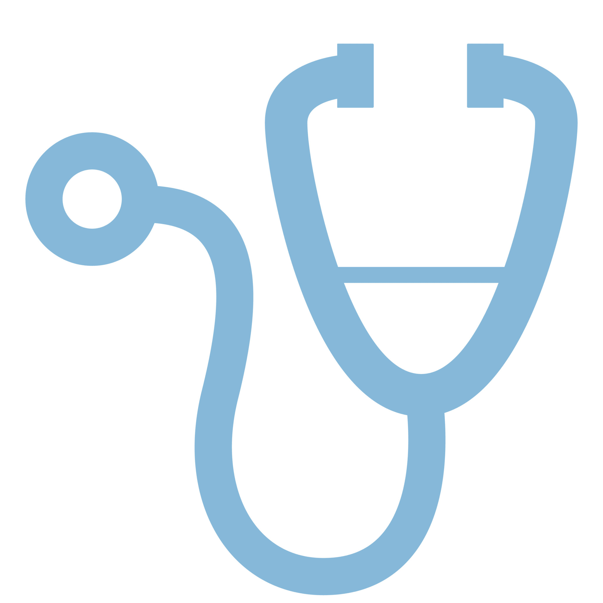 drawing of a stethoscope in blue